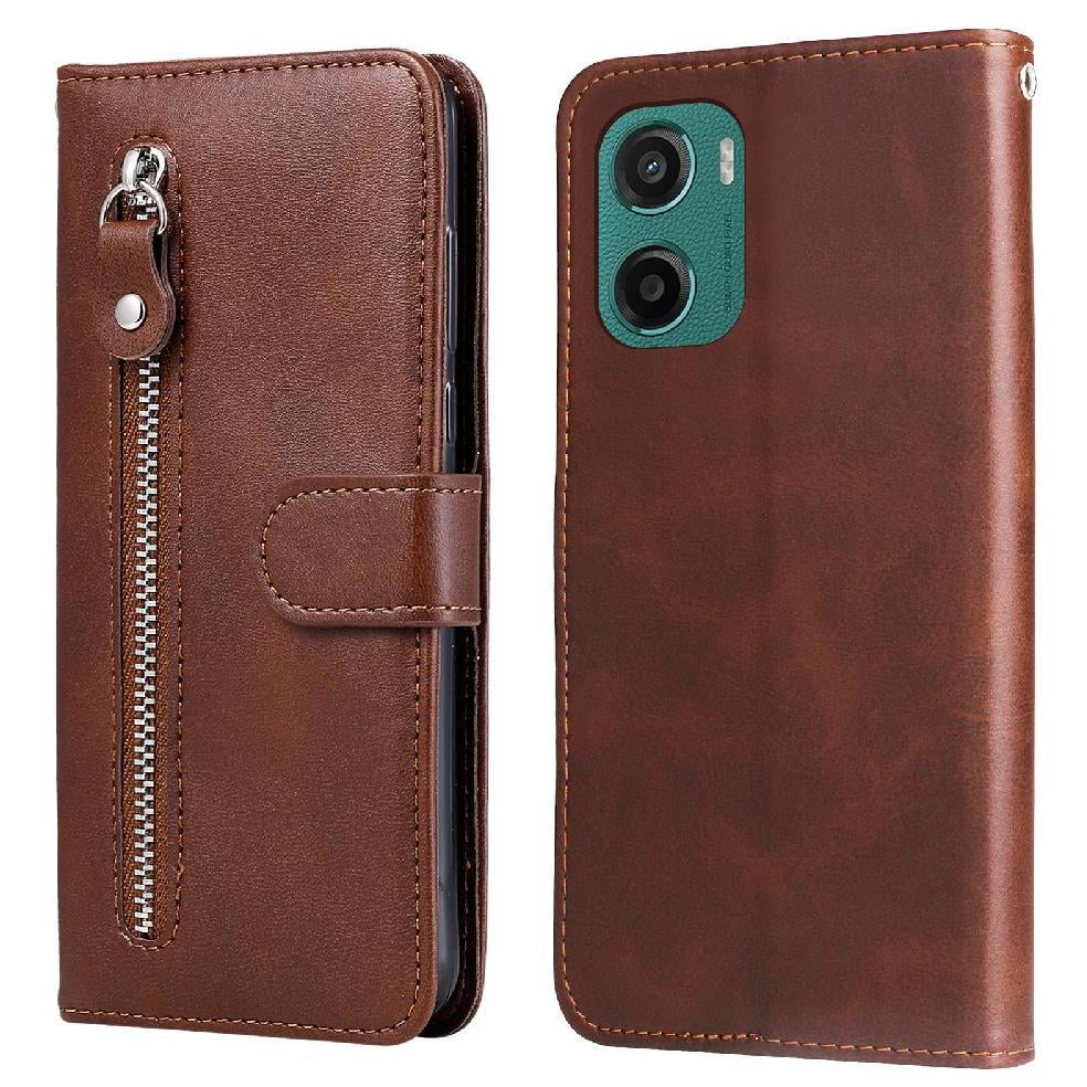 Gangxun - Funda Con Cremallera Para Motorola Moto E15, Carcasa Cartera De Cuero Pu Con Soporte Y Tarjetero