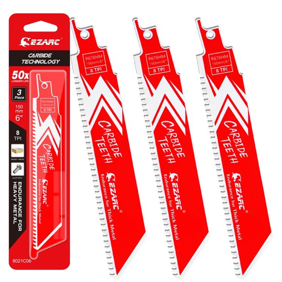 EZARC Hojas de sierra sable de carburo, 6 pulgadas, 8 TPI, para metal grueso