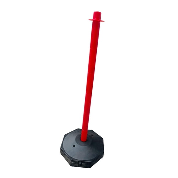 Poste de Tráfico de 33 Pulgadas, Poste de Estacionamiento Cónico, Señal de Precaución para Entrada, Versátil con Base Rellenable, Soporte de Calle Par Rojo