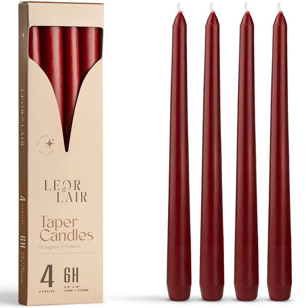 Velas cónicas Leor & Lair 25 cm Rojo – Pack de 4