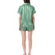 thumbnail image 3 of INSPIRE CHIC Conjunto de Pijama de Satén para Mujer Regreso a Clases Suave Manga Corta con Botones Ropa de Dormir con Bolsillo en el Pecho y Pantalones Cortos para Primavera Verano S Verde-Raya, 3 of 6