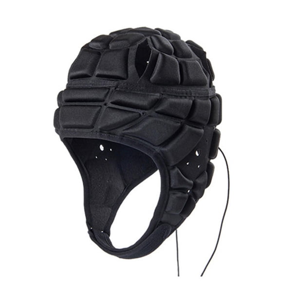 Casco de Rugby para niños, protector de cabeza de Rugby, carcasa suave acolchada, versátil, casco de fútbol con bandera, casco de Rugby para monopatín Negro