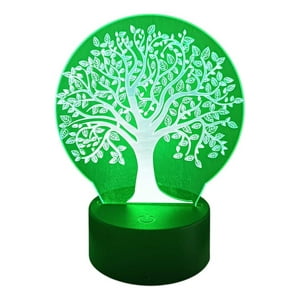 Lelumania - Lampara Ilusion 3D Árbol De La Vida De 7 Colores, Base Touch