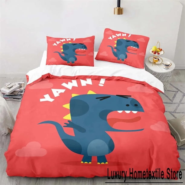Cartoon Dinosaur Duvet Cover Cute Animal Bedding Set For Kids Boys Girls Decor Microfiber Comforter Cover With Pillowcases Bed Sheets