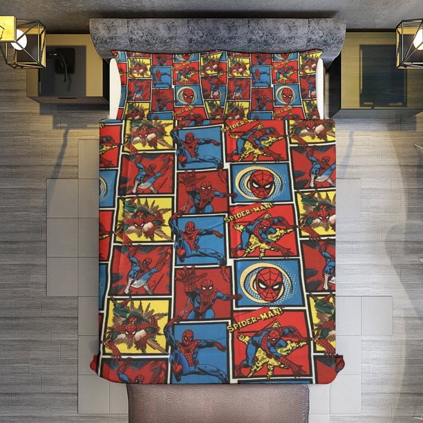 Amazing SPIDERMAN Prints 3 Pieces Duvet Cover Set Full Size Super Soft Fade Resistant Microfiber