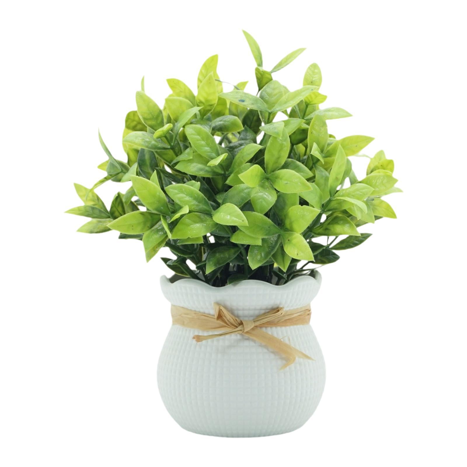 Bothyi - Pequeñas Plantas Falsas Decorativas Bonsái Artificiales Para Oficina Baño Granja Blanco