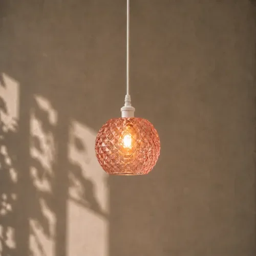 Lámpara Colgante de Techo SLVJE Holo Lamp E27 Impresa en 3D Rosa + Ampolleta