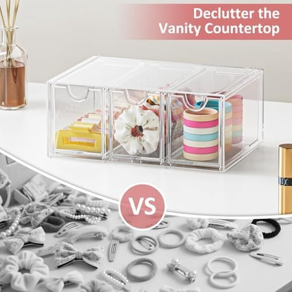 Organizador Acrílico 3 Cajones Accesorios Cabello