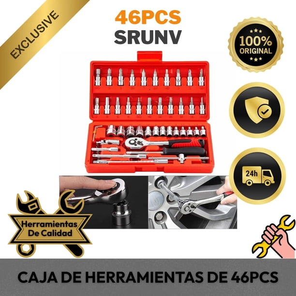 Juego De Dados 46 Piezas Con Llave Chicharra 1 4 Pulgada Kit Herramientas Manuales Caja De Reparacion Mecanica FIGOIMPORT