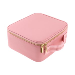 Ioensy - Estuche De Tren De Maquillaje De Viaje Con Espejo Y Luces Bolsa De Cosméticos Rosa Portátil