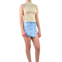 Likeshop - Top Acanalado Mujer Polera Sin Manga Cuello Alto Fashion 1001