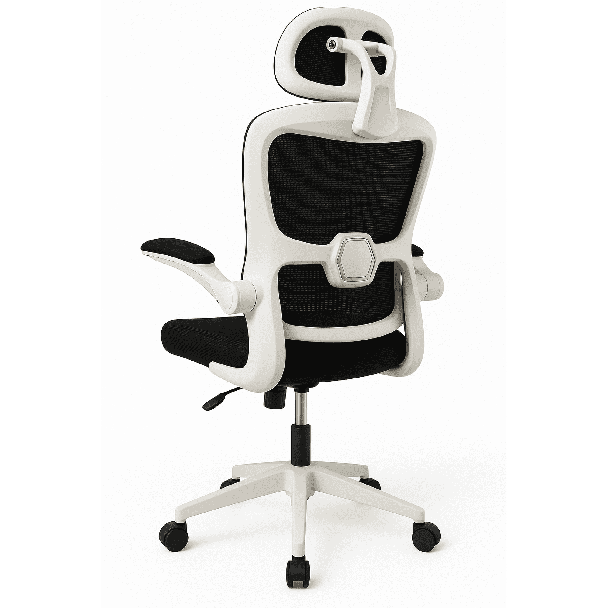 Homer Design - Silla Ergonómica Oficina Soporte Lumbar Ajustable Giratorio Blanco