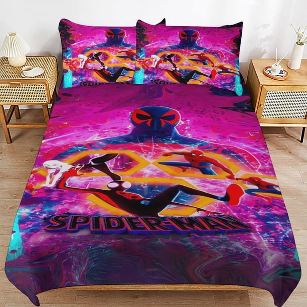 Into The Spider-Verse Bedding Sets Ultra Soft Skin-Friendly Duvet Cover 3 Piece, Cute Comforter Cover Bed Set for Boys Girls Kids