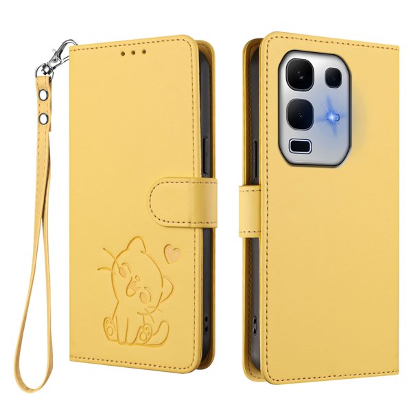 Funda Volteable tipo Billetera con Correa para Infinix Note 50X 5G, Amarillo
