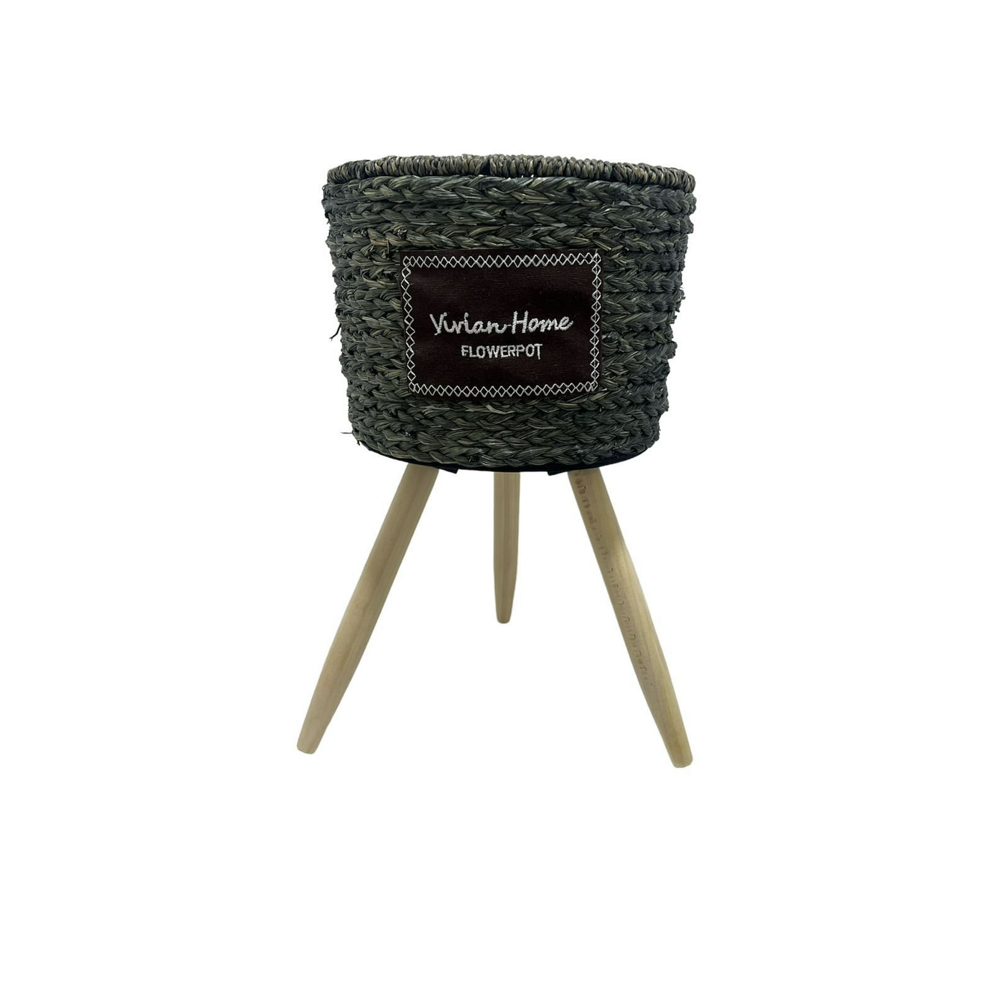 Oem - Macetero Tejido Blanco Y Negro Porta Maceta Rustico 43cm