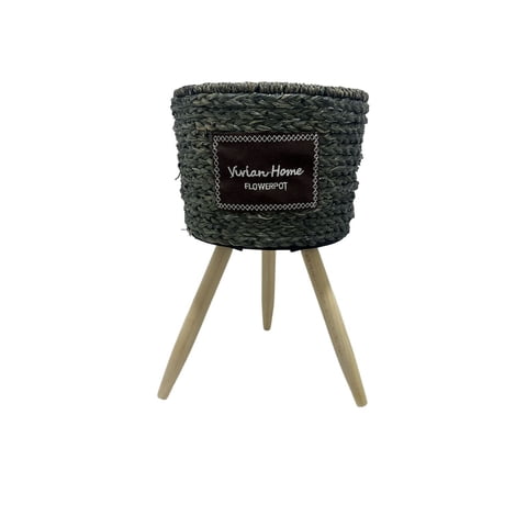 Oem - Macetero Tejido Blanco Y Negro Porta Maceta Rustico 43Cm