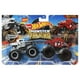 thumbnail image 1 of Toy Hot Wheels Monster Trucks Demolition Doubles Bone Shaker vs Skelesaurus, paquete de 2 unidades, a escala 1:64, 1 of 2