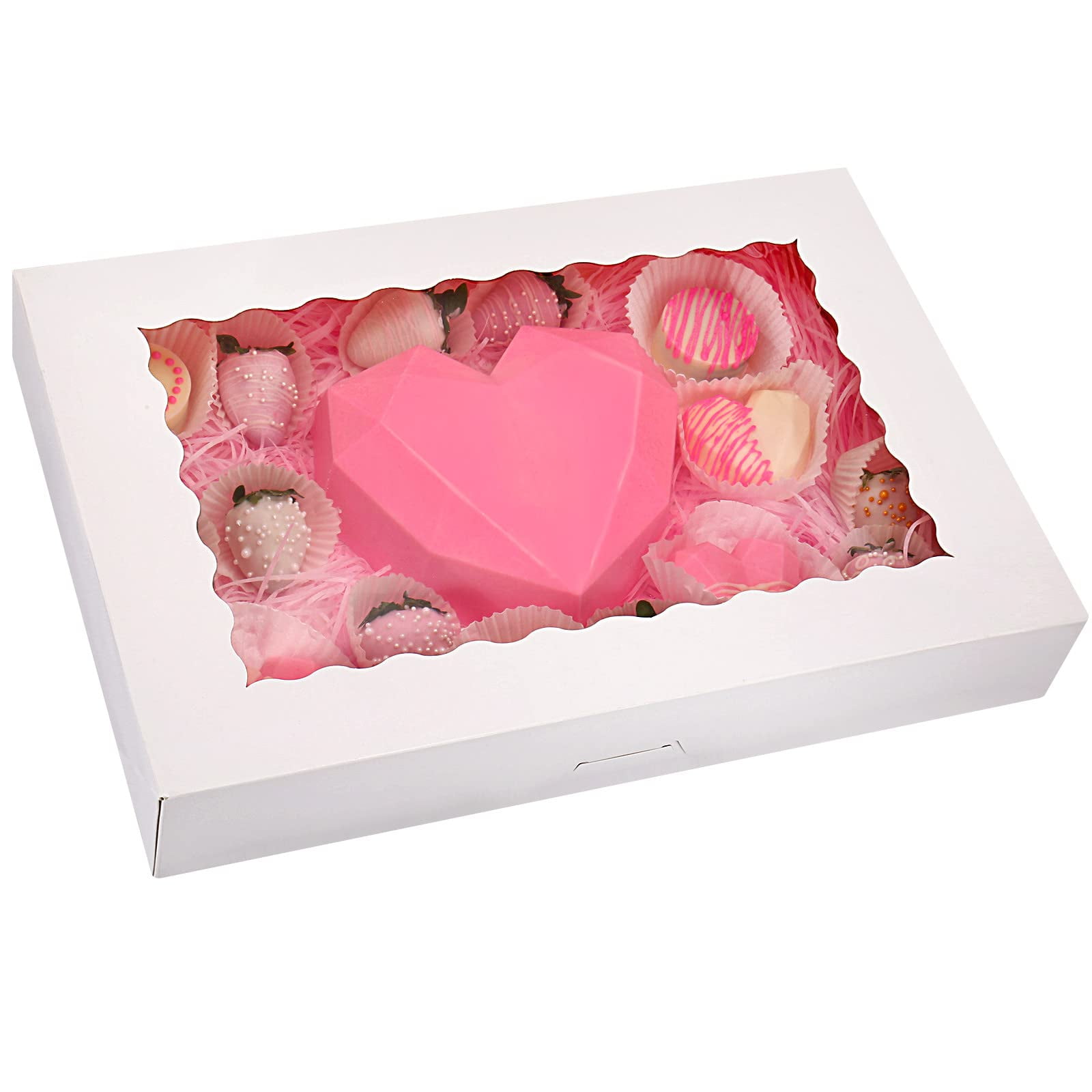 Cajas Para Panadería Tcoivs, Paquete De 20 Unidades Con Ventana, 41 Cm X 28 Cm X 6,4 Cm