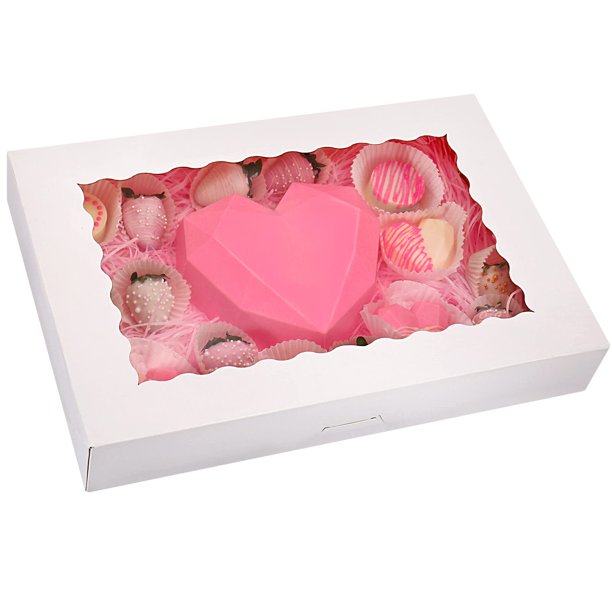 Cajas para panadería Tcoivs, paquete de 20 unidades con ventana, 41 cm x 28 cm x 6,4 cm