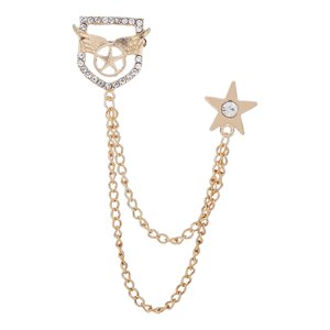 Ioensy - Hombres Escudo Estrella Broche Traje Pin Metal Tie Clips Exquisito Sombrero Bufanda Tie Pins Aureate