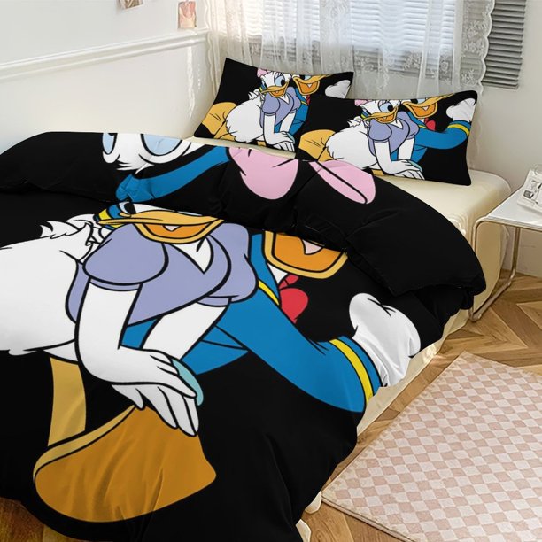 Daisy Duck Print Bedding Set Pattern Duvet Cove Set 3 Pieces 1 Quilt Cover And 2 Pillowcases for Women Men Teens
