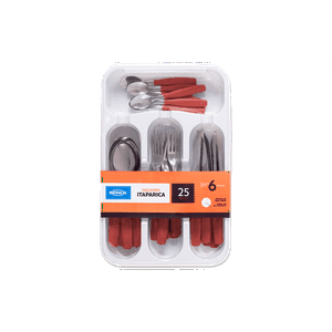 Juego De Cubiertos 25 Piezas Brinox Itaparica Rojo