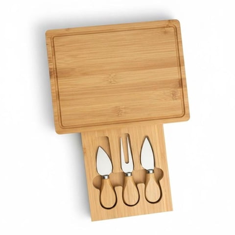 Wakshome - Tabla Rectangular De Bambú Para Quesos Con 3 Herramientas De Acero Inoxidable