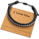 thumbnail image 1 of Pulseras con código Morse para hombre, pulsera de cuero negro con cuentas bañadas en oro de 18 quilates, pulseras inspiradoras, joyería para hombre, regalos únicos para cumpleaños, Día del Padre y Acc, 1 of 7