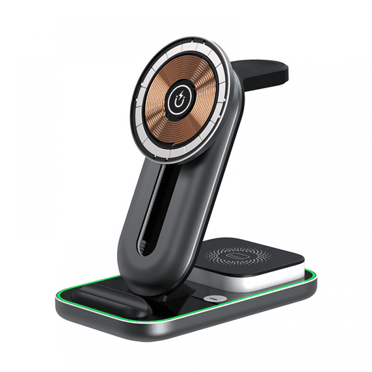 Genérico - Cargador Inalámbrico Multiusos 4 En 1 Compatible Con Airpods Apple Watch Iphone Android Samsung Xiaomi Smartphone-negro
