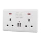 thumbnail image 3 of Enchufe Británico De Pared Doble 2 Gang 13A 2 Placa De Puerto De Cargador USB Blanco, 3 of 3