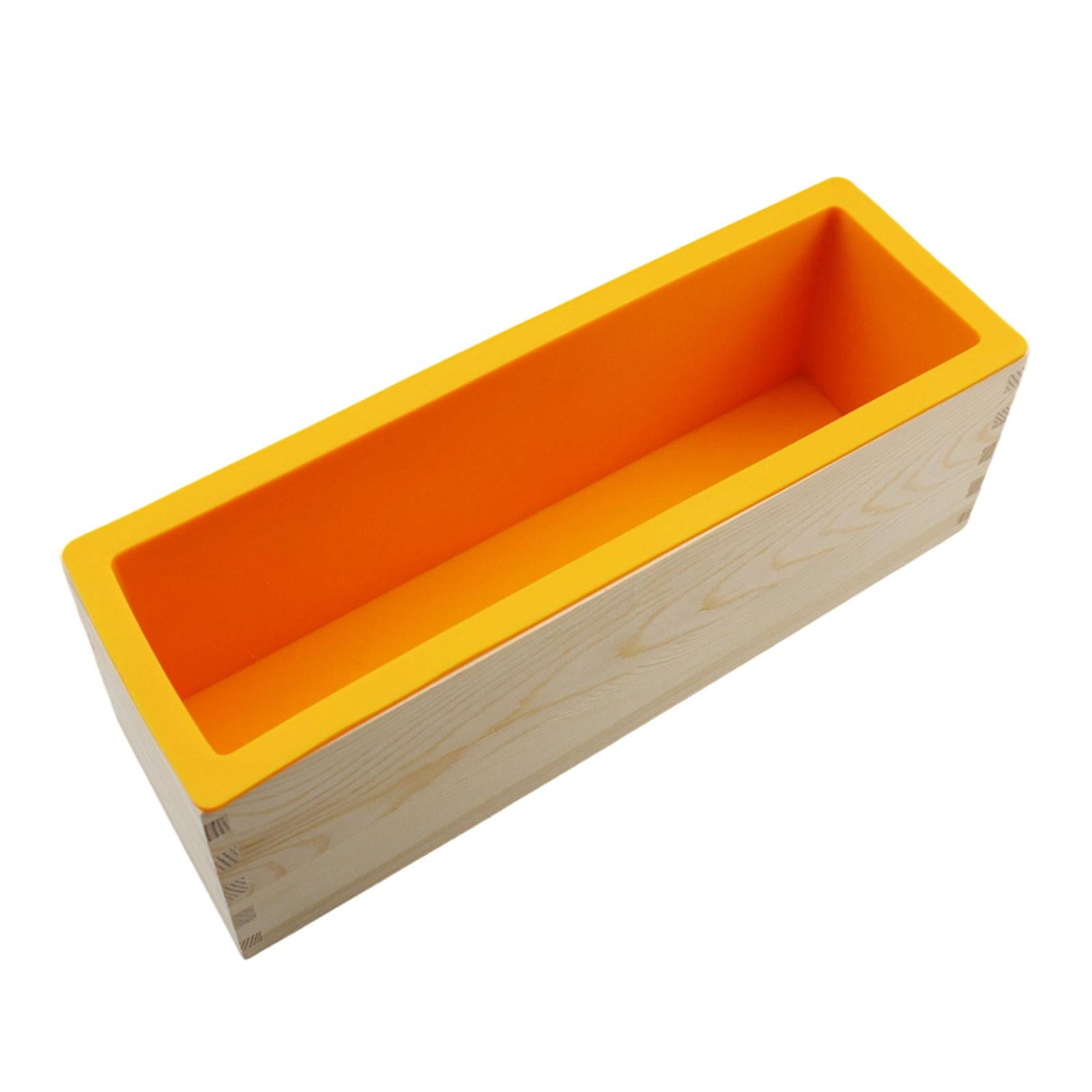 Magideal - Molde Para Jabón Rectangular Con Caja De Madera Molde De Silicona Flexible Herramienta De Manualidades Adecuado Para Elaboración De Jabón Artesanal Re Naranja