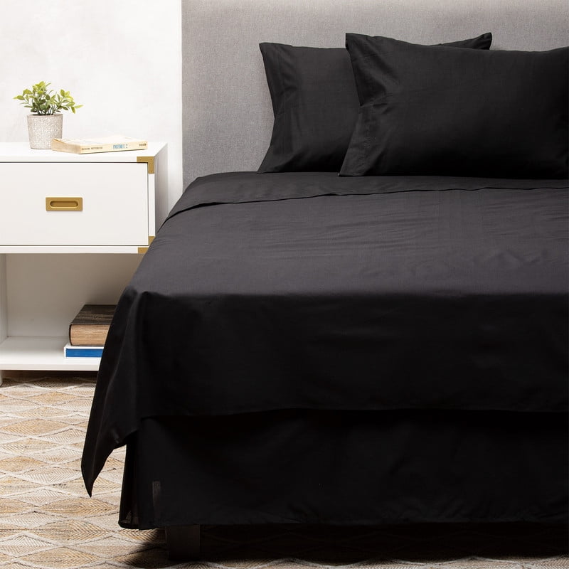 Arthome - Cubrecolchón + Faldón + Sábana Negro King