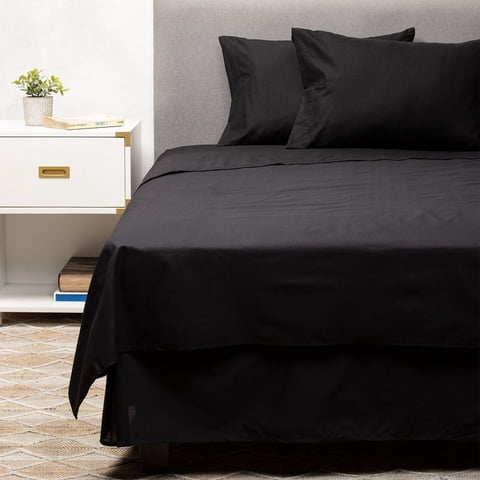 Arthome - Cubrecolchón + Faldón + Sábana Negro 1.5 Plazas