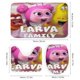 thumbnail image 3 of Familia Larva-theme 4-Piece Shower Curtain Set with Rugs, Waterproof Bathroom Decor Set Includes Bath Mat, U-Shaped Rug, Toilet Lid Cover and Curtain with Hooks, 3 of 6