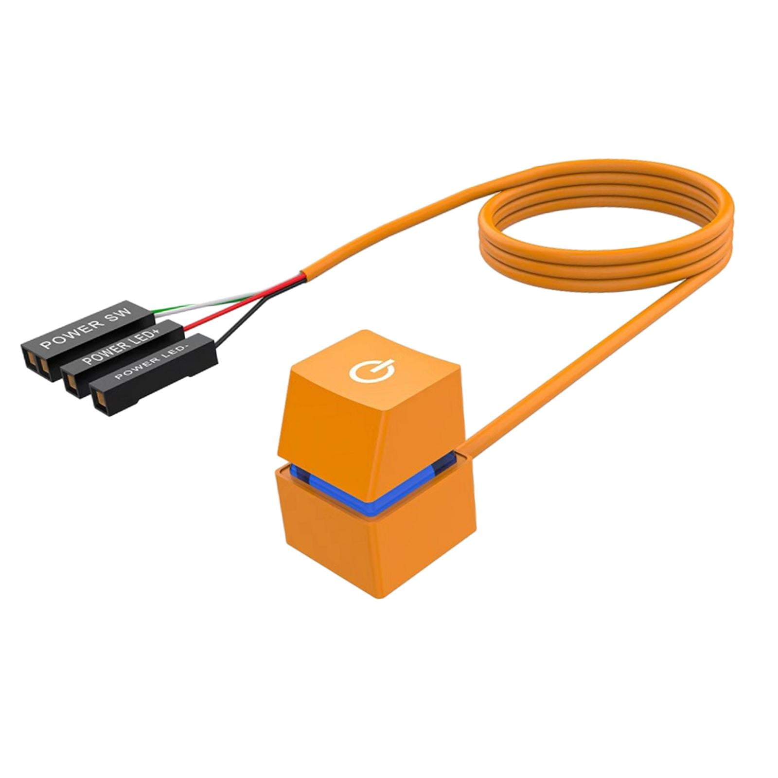 Magideal - Botón De Encendido De La Computadora De Escritorio Interruptor De Pc Interruptor De Alimentación Externo Botón De Fuente De Alimentación Botón De Luz Azul 2m