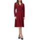thumbnail image 1 of INSPIRE CHIC Vestido de Trabajo de Mujer Línea A Cuello de Solapa Manga Larga Elegante Ajustado y Acampanado con Cinturón 2XL Rojo Oscuro, 1 of 5