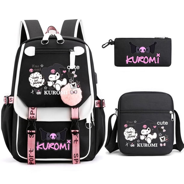 3pcs Kuromi Backpacks Patchwork Capacity Women Men Travel Mochilas With Shoulder Bags Ins Laptop Teens School Bags