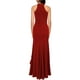 thumbnail image 2 of Vestido WOOSEA para mujer, cuello alto, con aberturas, estilo sirena, rojo, 2 of 2