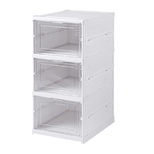Venimport - Zapatero 3 Cajas Contenedor Plegable Apilable Organizadores De Zapatos