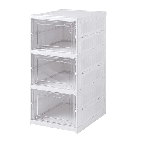 Venimport - Zapatero 3 Cajas Contenedor Plegable Apilable Organizadores De Zapatos