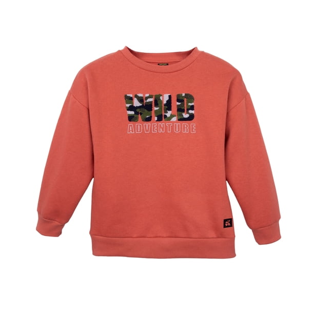 Polerón Niño Cuello Redondo Estampado "Wild Adventure" Ladrillo