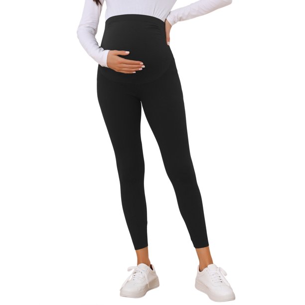 INSPIRE CHIC Leggings de Maternidad para Mujeres Sobre el Vientre Sin Costuras Cómodos y Elásticos Pantalones de Yoga de Embarazo Ajustados para Ejercicio Otoño 2026 Negro Medio