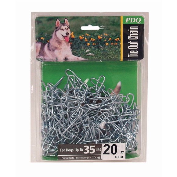 Cadena de amarre PDQ plateada giratoria de acero para perro pequeño/mediano