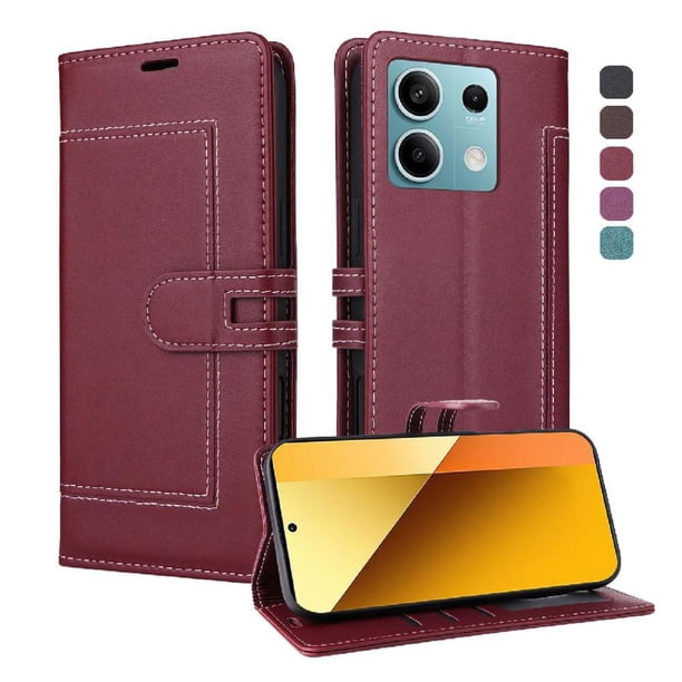 Premium Wallet Case for Xiaomi Redmi Note 13 Pro 5G with Card Slots & Kickstand, Flip Cover Red