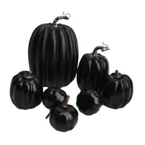 Genérico - 7 Piezas De Calabazas Falsas, Modelo De Bricolaje, Verduras Artificiales Para Tienda De Halloween, Otoño, Negro