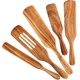 thumbnail image 1 of Juego de 5 cucharas de cocina de madera, juego de utensilios de cocina de teca natural, cucharas de madera resistentes al calor y antiadherentes, utensilios para cocinar, 1 of 6
