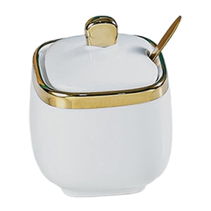 Bothyi - Azucarero De Porcelana, Bote De Cerámica Para Condimentos, Para Restaurante, Encimera, Cocina, Cuadrado, Blanco