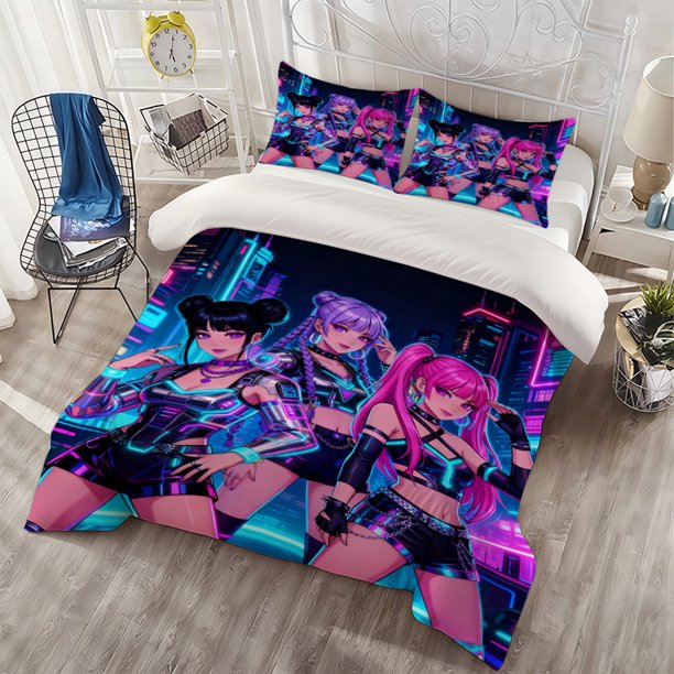 3pcs Cyberpunk Trio Themed Polyester Bedding Set | Digital Print All-Season