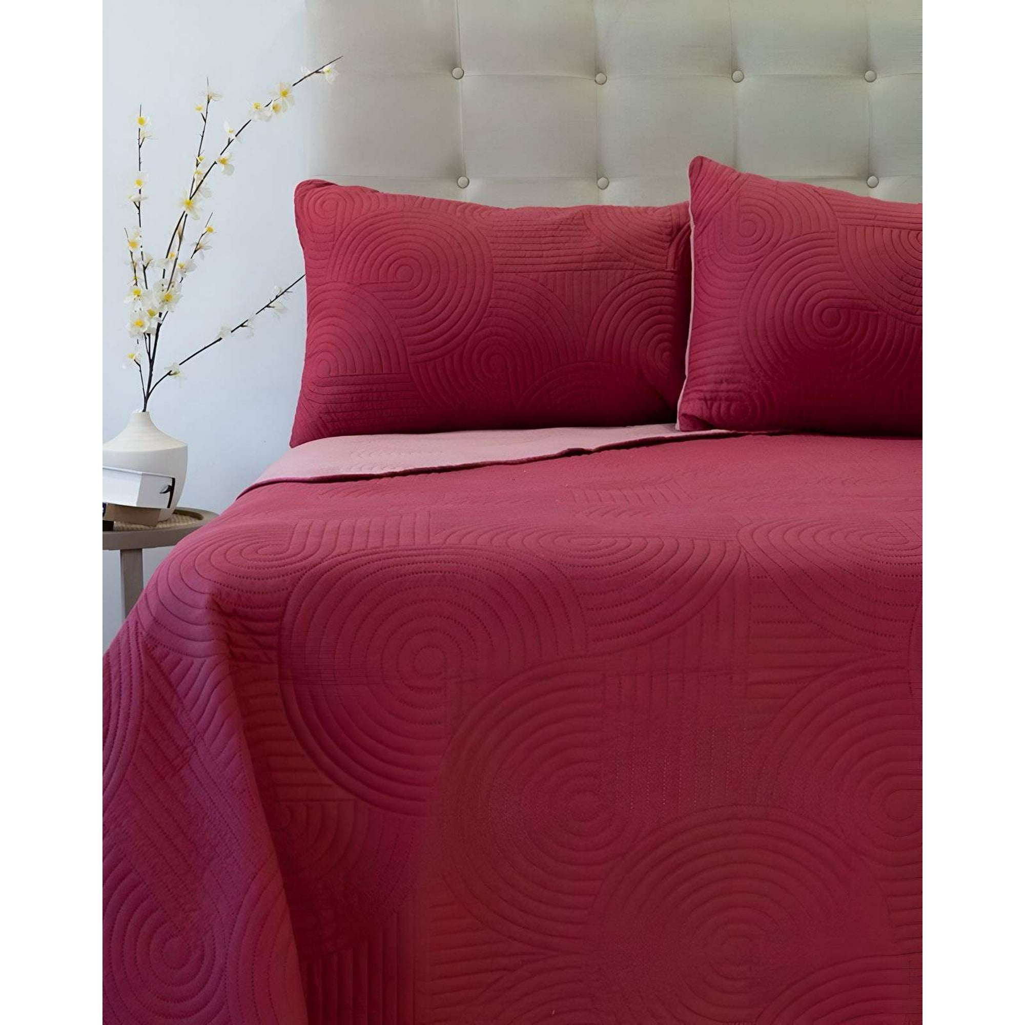 Cubrecama Quilt Hotpress Liso Bicolor King Doral