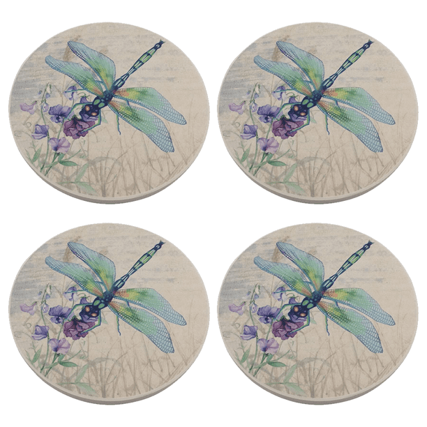 Posavasos de cerámica absorbente, diseño de libélula, posavasos de piedra